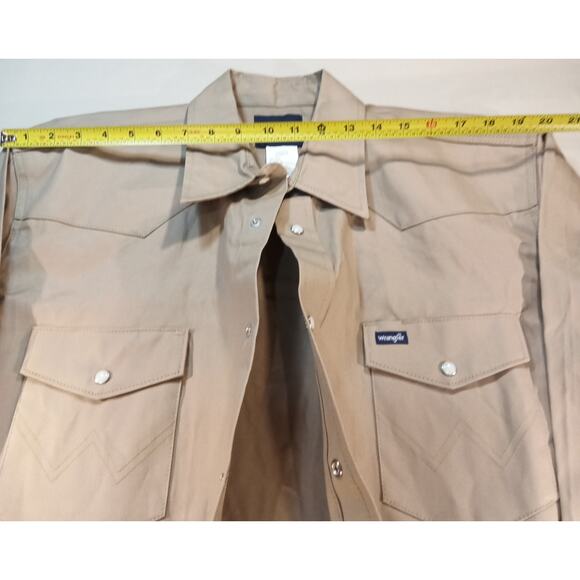 Wrangler Western Snap Shirt Men’s XL Long Sleeve Tan - Picture 4 of 7